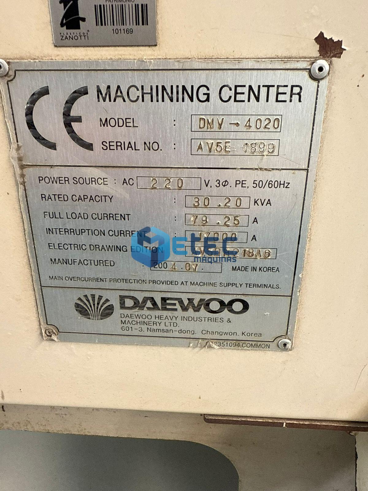 Centro de Usinagem Doosan Daewoo DMV 4020