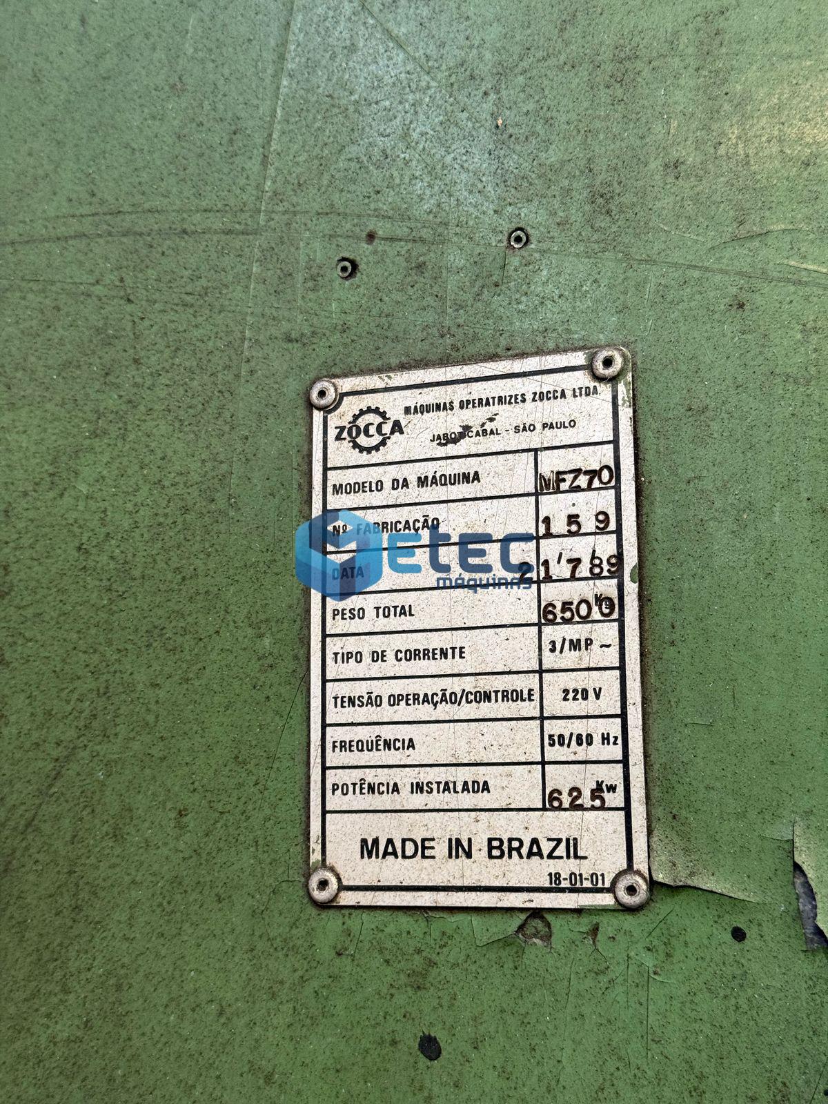 Mandrilhadora Convencional Zocca MFZ-70