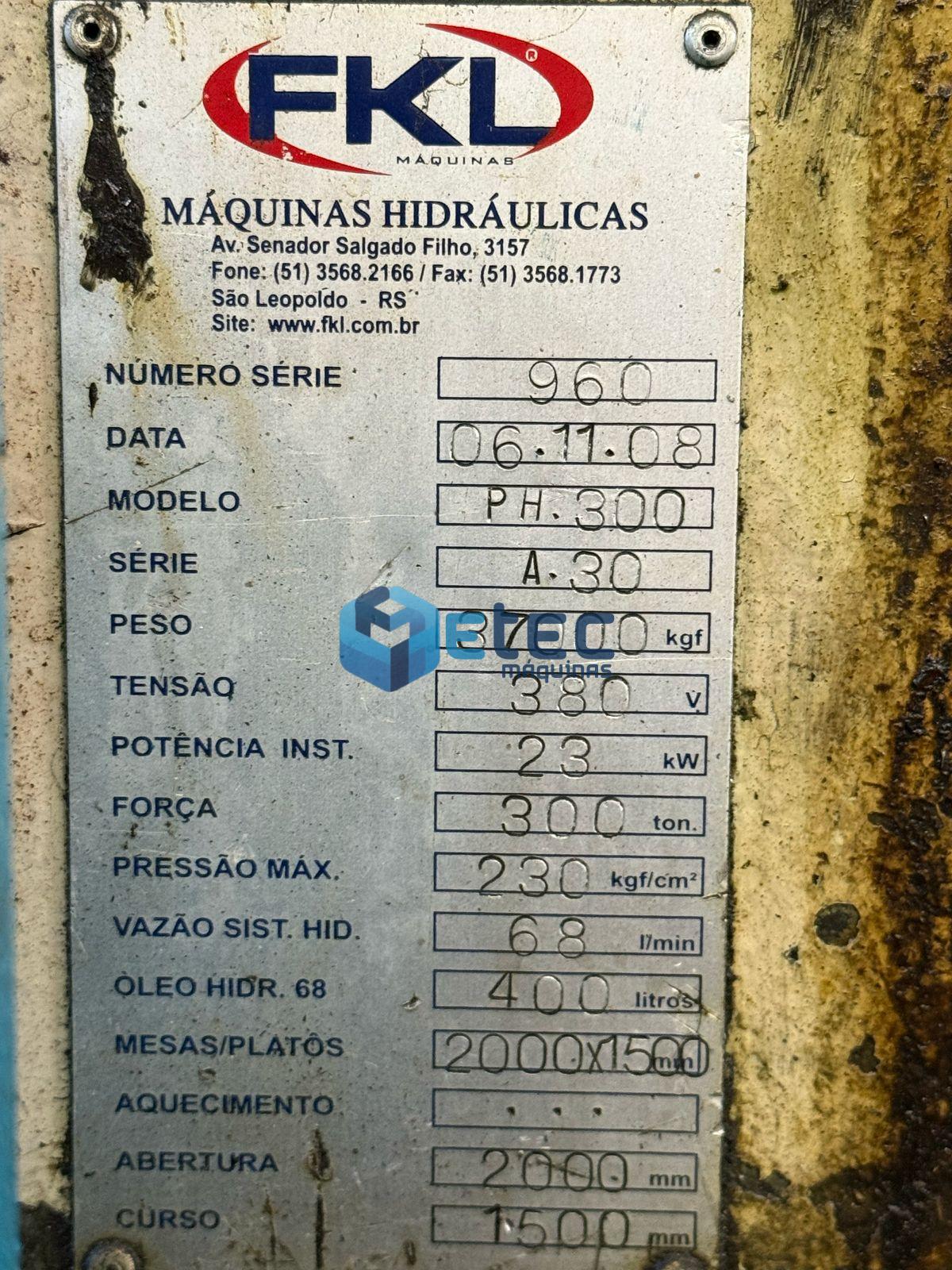 Prensa Hidráulica FKL PH300