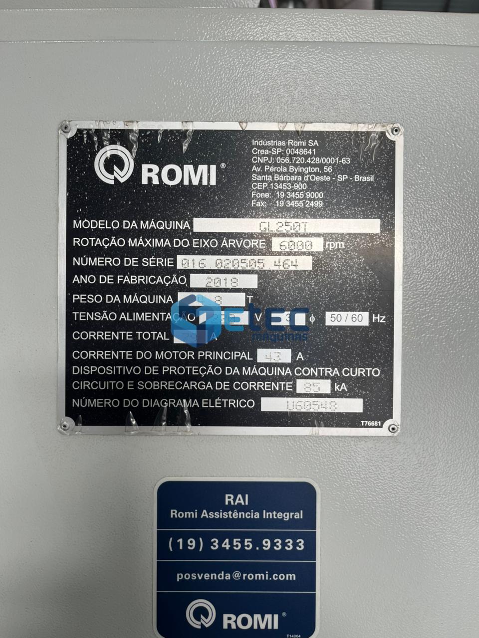 Torno CNC - Nova Geração Romi GL250