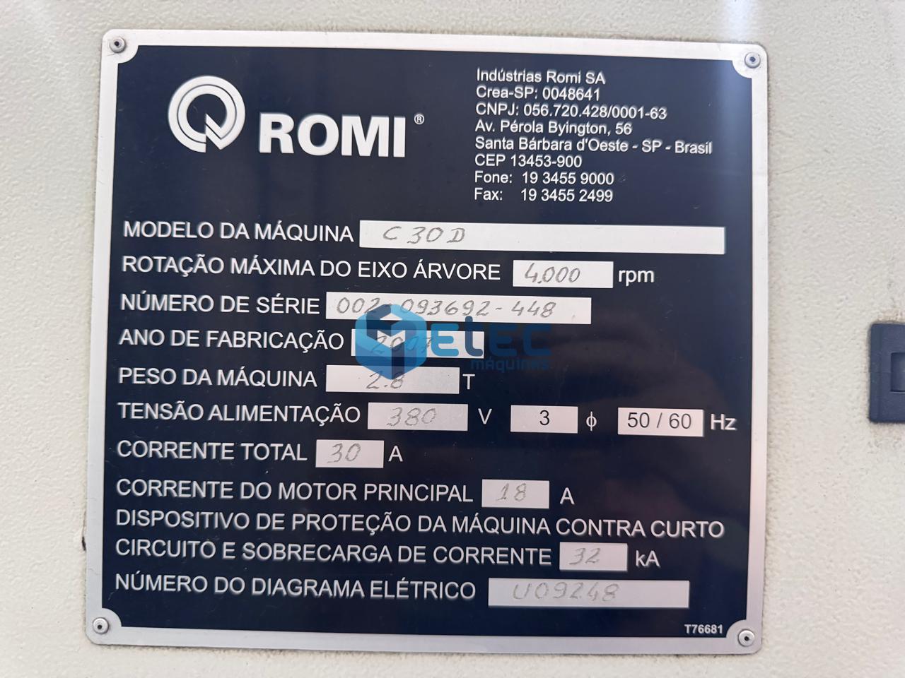 Torno CNC Romi Centur 30D