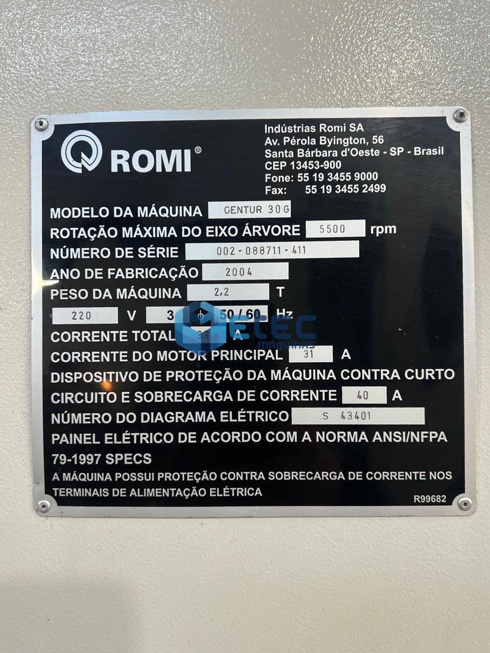 Torno CNC Romi Centur 30G