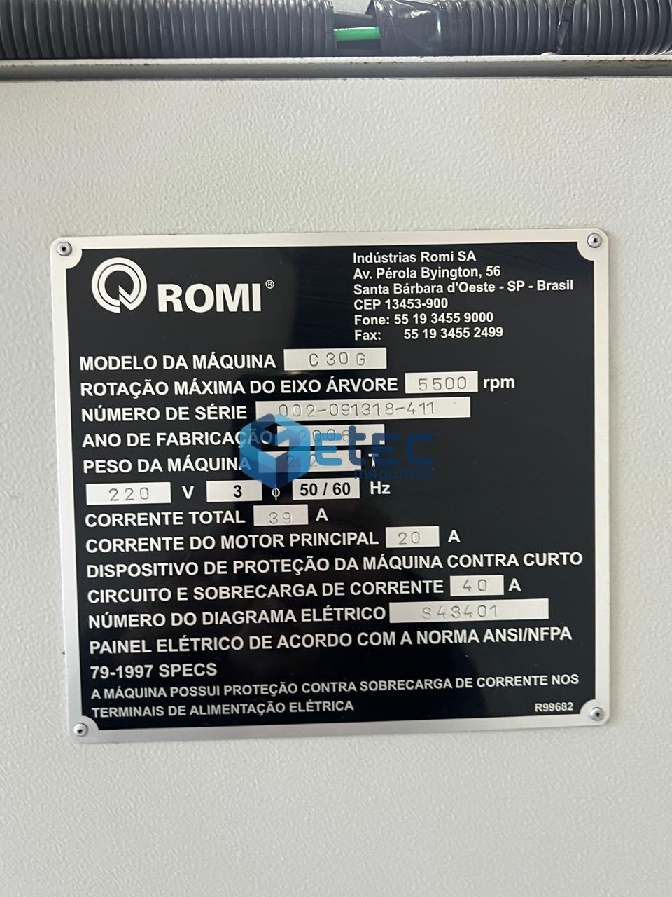 Torno CNC Romi Centur 30G