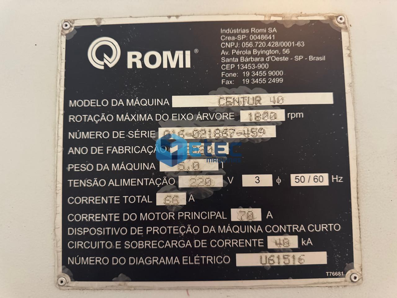 Torno CNC Romi Centur 40